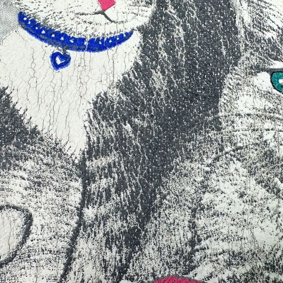 Vintage Gopher Sport Playful Kitten Grandmacore Crew Neck Collared Sweatshirt - Picture 6 of 6